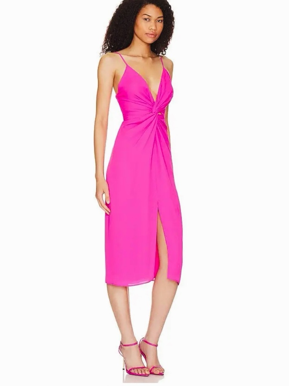 NWT Krisa Twist Camo Midi Dress in Fuchsia Size Small